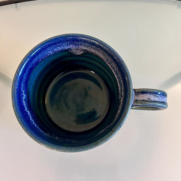 Dirtworks Pottery Mug Coffee or Soup Wide Blue Signed Nelda Seagrove NC - Picture 4 of 7